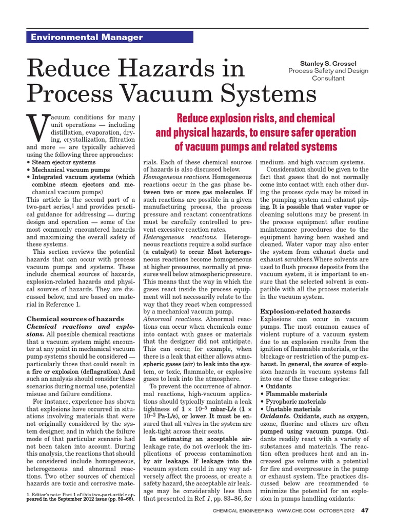 Reduce HazardsVaccum System PDF Vacuum Pump
