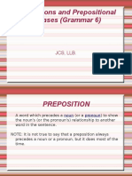 Prepositons and Prepositional Phrases (Grammar 6) : JCS, LLB