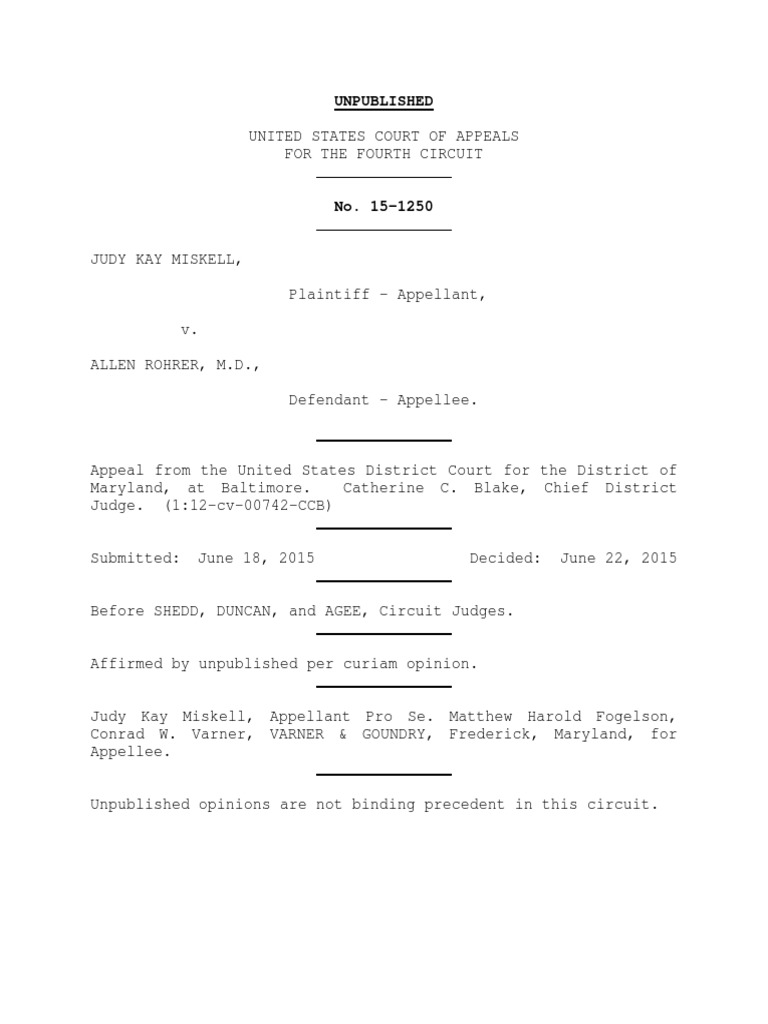 Miskell v. Rohrer Appeal Affirmed | PDF | Law