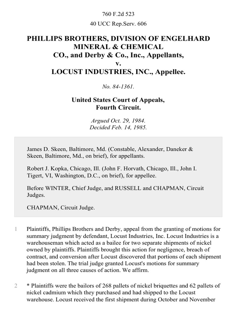 Phillips Brothers, Division of Engelhard Mineral & Chemical Co., and