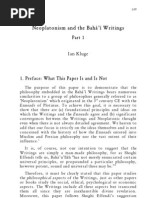 Neoplatonism and The Bahá'í Writings: Ian Kluge