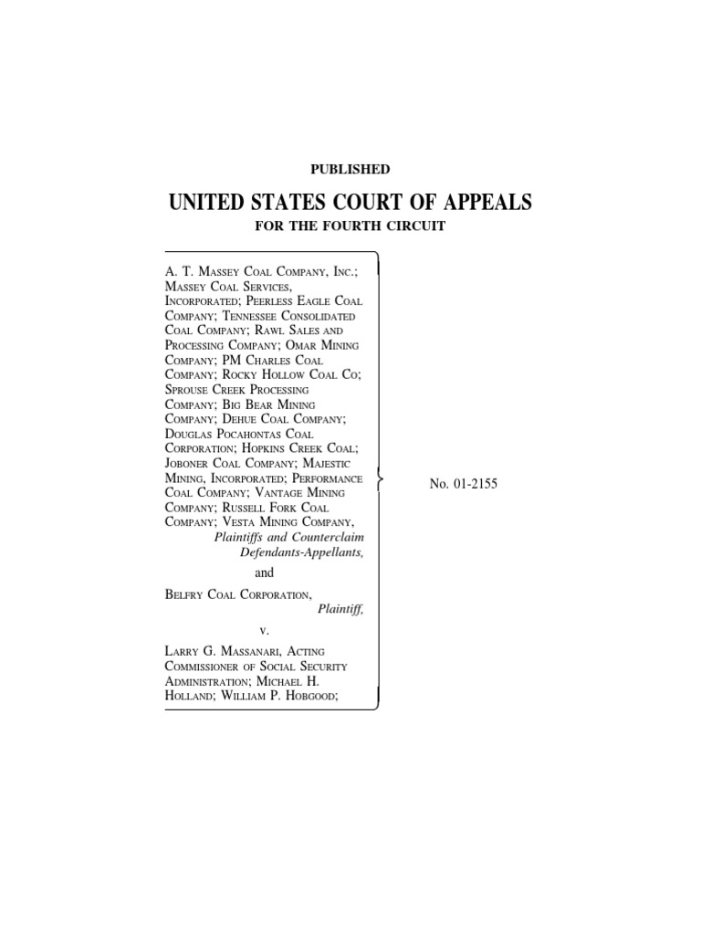 A T Massey Coal Co v. Massanari, Acting, 4th Cir. (2002) PDF