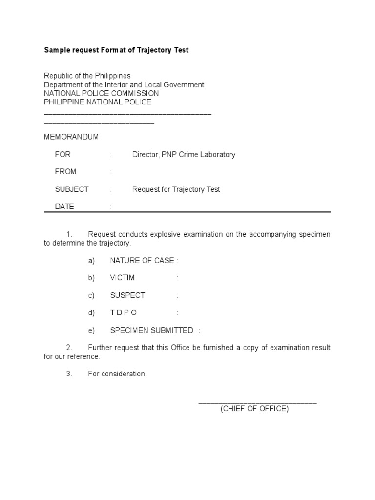 Request for Trajectory Test Memo | PDF