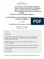 Kenneth Carver v. A.J. Peterson Herbert Hopkins Richard R. Lofty, 875 F.2d 314, 4th Cir. (1989)