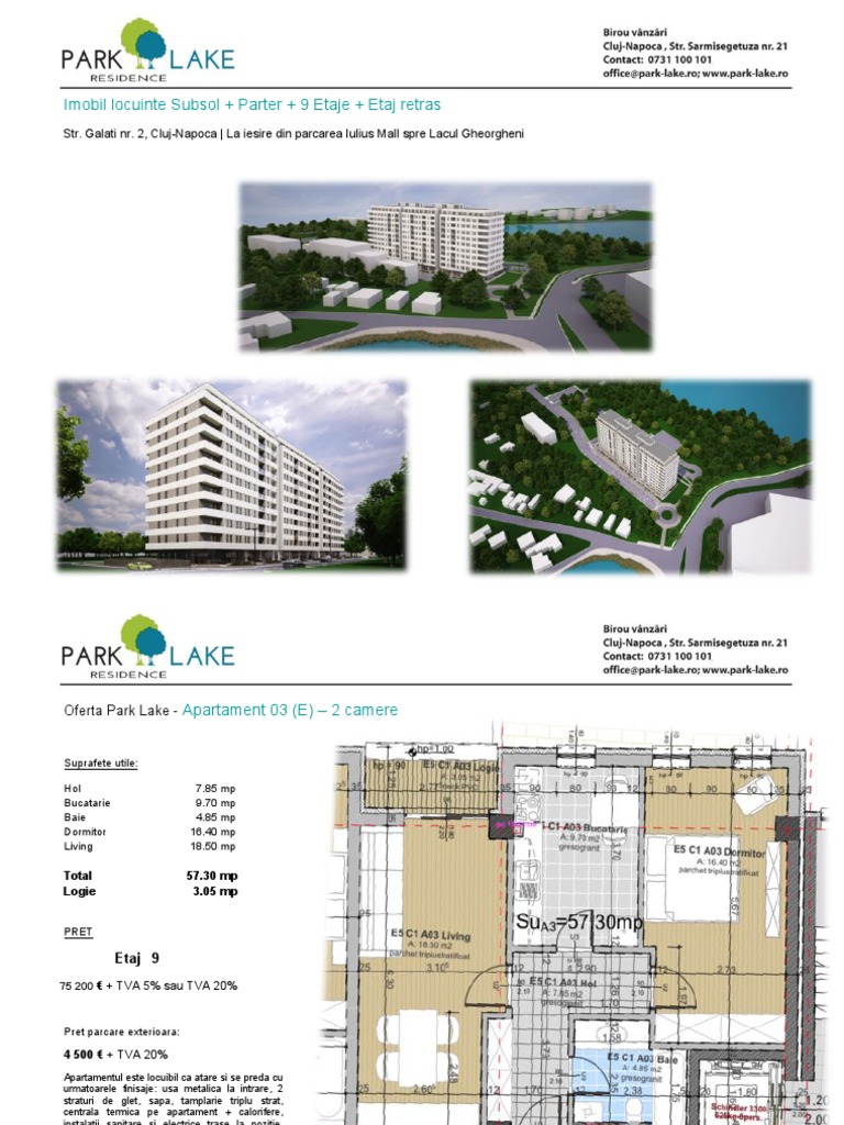 Oferta Park Lake Ap 2 Si 3 Camere