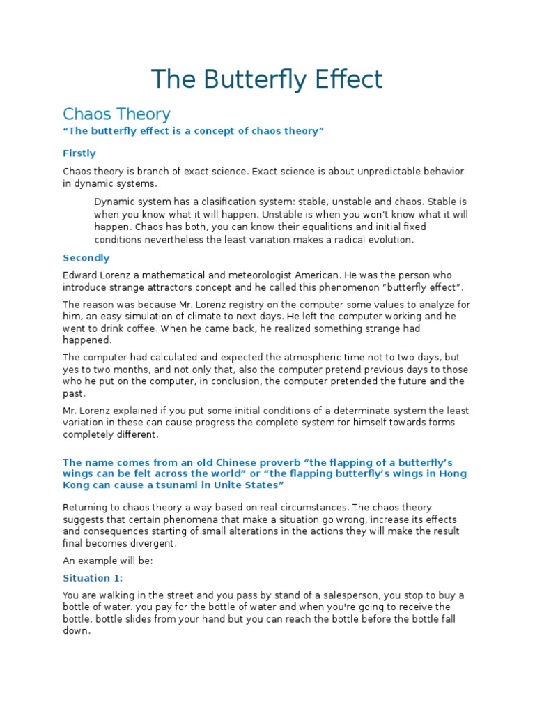 The Butterfly Effect Chaos Theory PDF Chaos Theory Epistemology