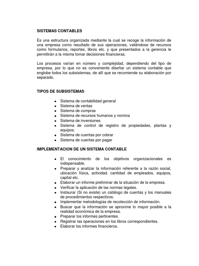 Tipos y Funciones de Sistemas Contables | PDF | Contabilidad | Hoja de ...