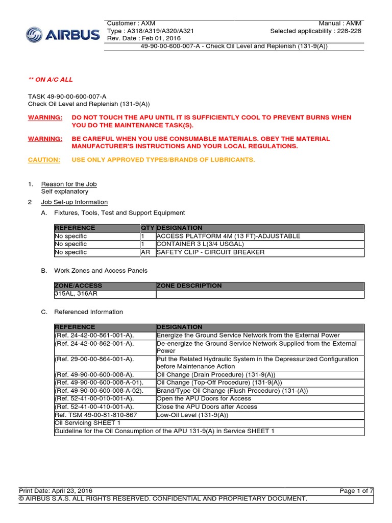 APU Low Oil Level | PDF | Aviation | Aircraft
