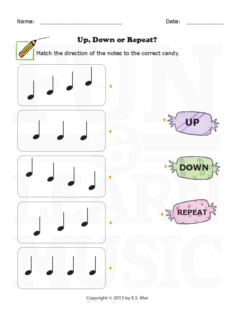 Music Worksheets Up Down Repeat 003 | PDF