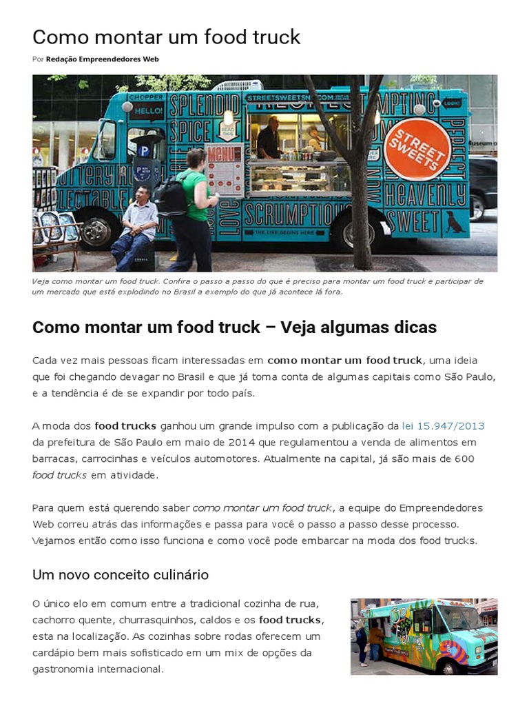 Como Montar Um Food Truck | PDF | Adaptação | Cidade