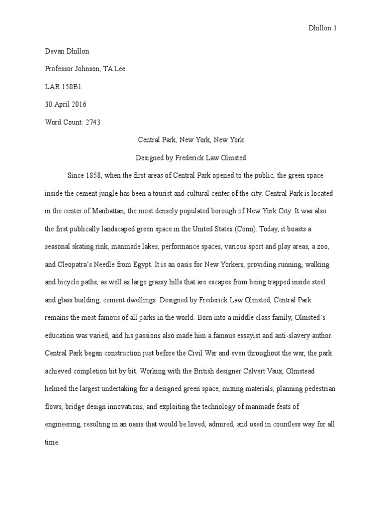 A day at the park short essay image