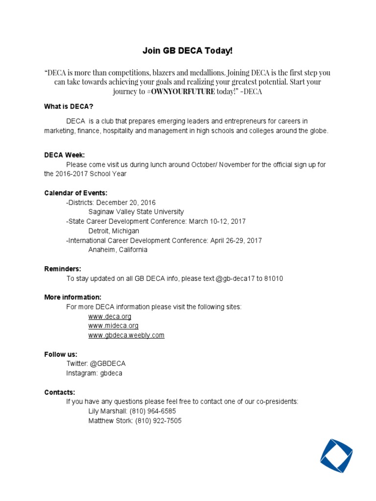 Join GB DECA: Shape Your Future | PDF | Career & Growth