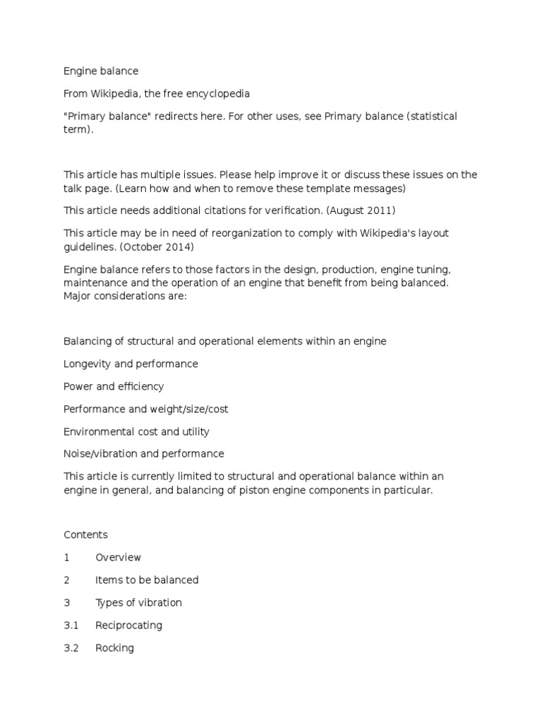 Engine Balancing PDF V6 Engine Internal Combustion Engine