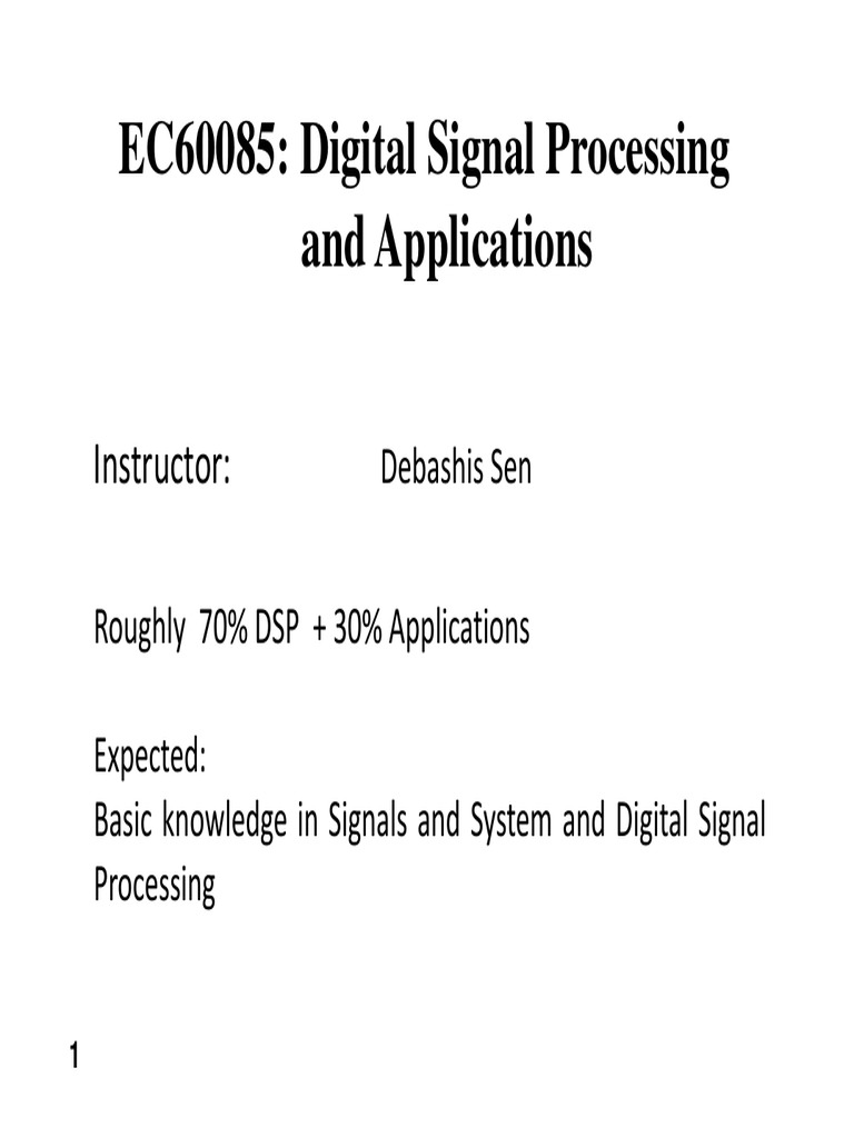 EC60085 Digital Signal Processing and Applications Syllabus PDF