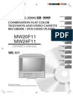 Toshiba Mw20f11 Mw20f11 Combination Flat Color Television and Video Cassette Recorder and Dvd Video Player Mw20f11 Mw24f11 Users Manual