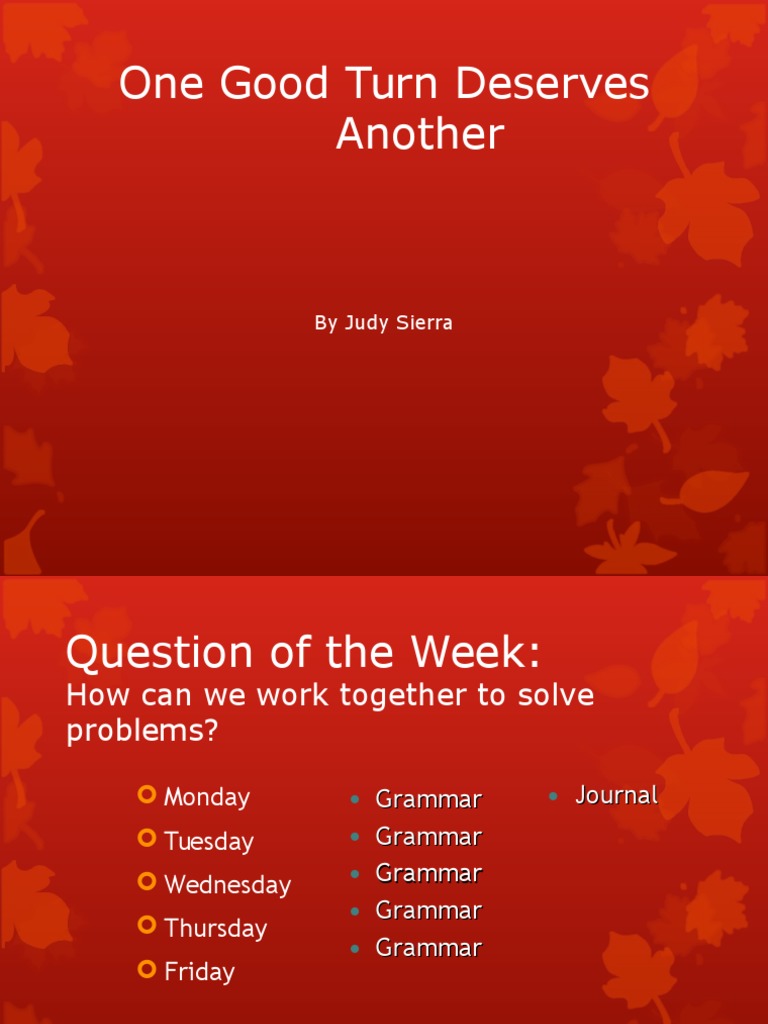 One Good Turn Deserves Another: Lessons | PDF | Reading Comprehension ...