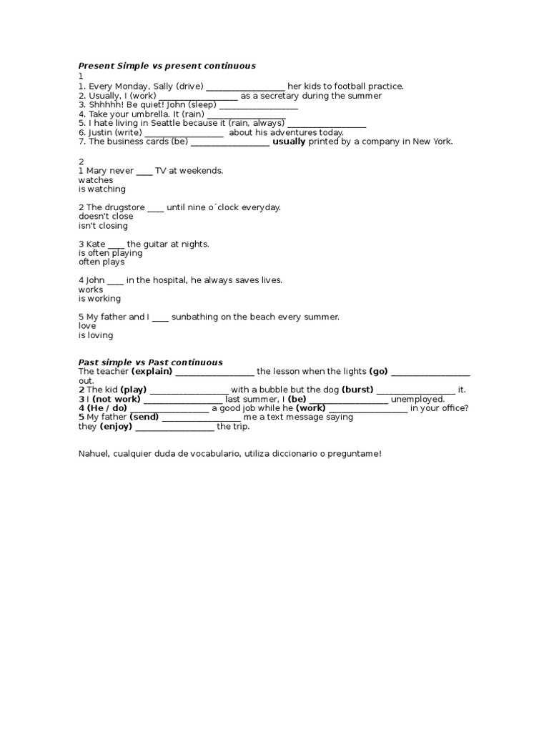 Present Simple vs Continuous Tenses Guide | PDF