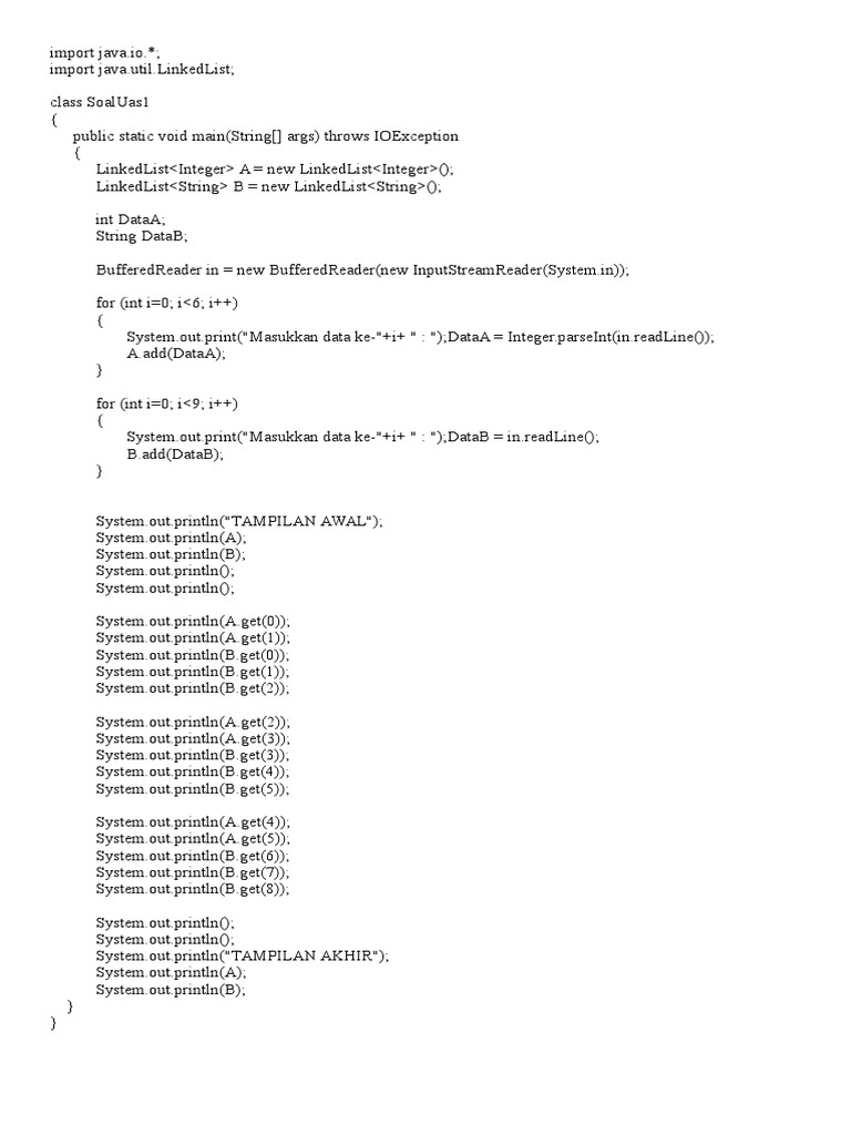 Linked List - Input Data Keyboard Pada Java | PDF