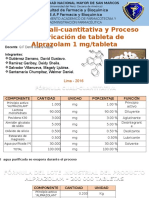 Fórmula tableta Alprazolam 1mg