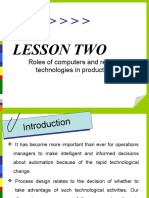 Lesson Two: Roles of Computers and Related Technologies in Production