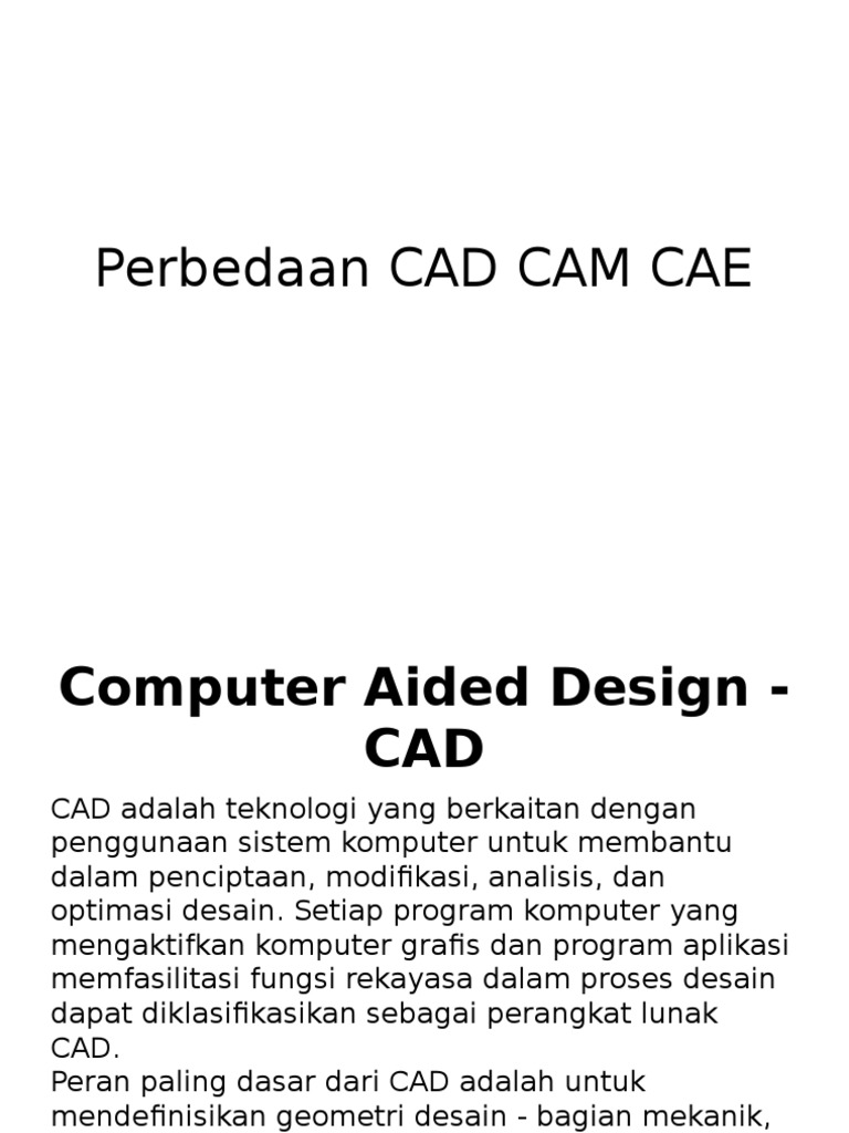 Perbedaan Cad Cam Cae | PDF