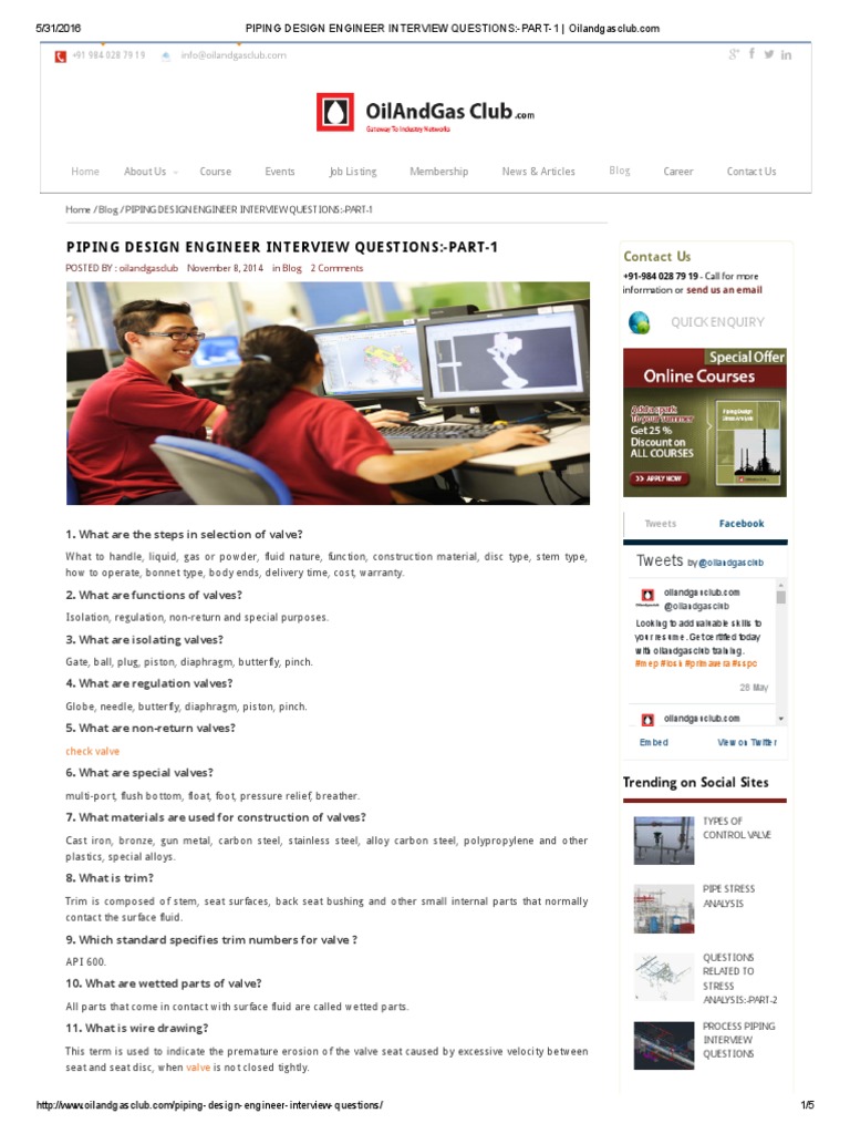 PIPING DESIGN ENGINEER INTERVIEW QUESTIONS PART1 PDF