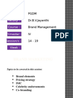 Program: Faculty: Course: Trimester: Session/s: Week:: PGDM Dr.B.V.Jayanthi Brand Management IV
