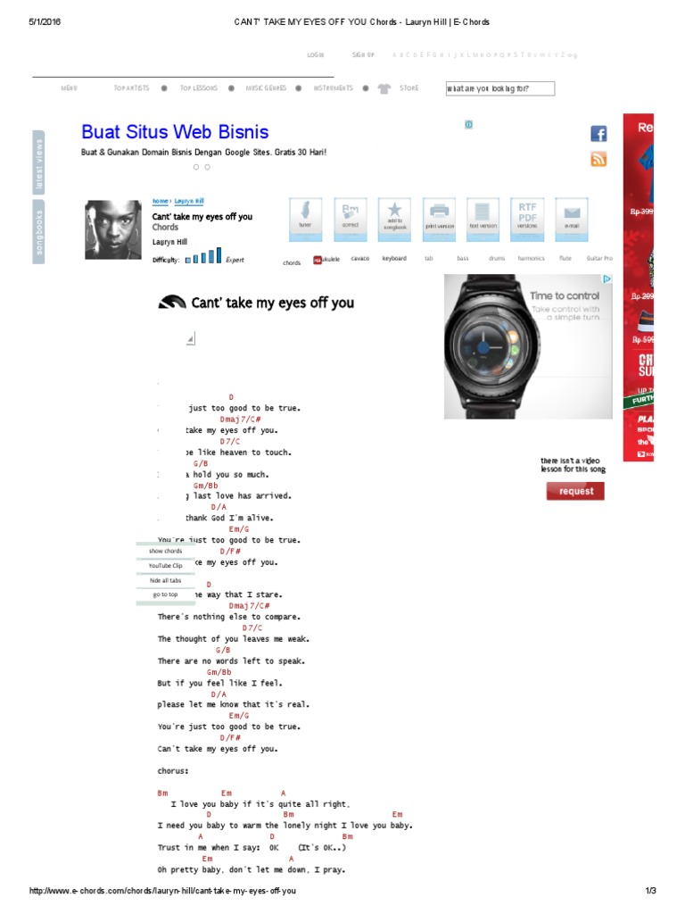 Cant Take My Eyes Off You Chords Lauryn Hill E Chords Leisure Entertainment General