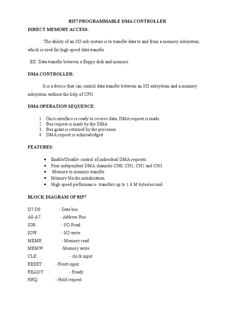 8257 DMA Controller Architecture Overview | PDF