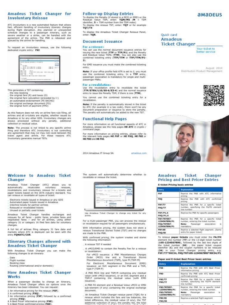 Amadeus Ticket Changer Reissue and Involuntary Reissue - Quick Card PDF ...