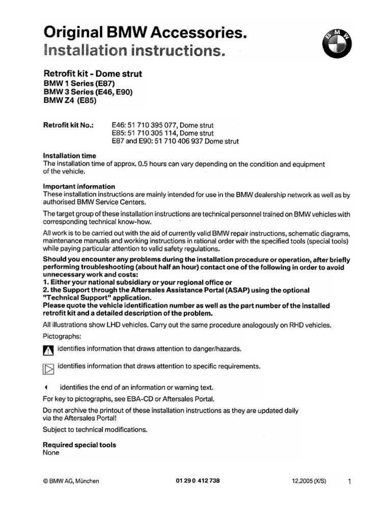 BMW E90 Strut Brace Installation Instructions PDF Nut (Hardware) Bmw