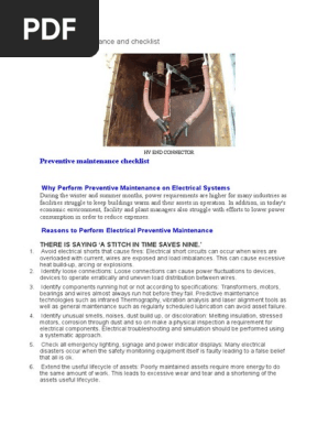 Electrical Preventive Maintenance and Checklist