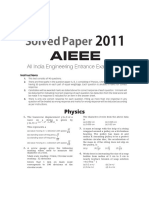 JEE MAINS Solved Paper 2011