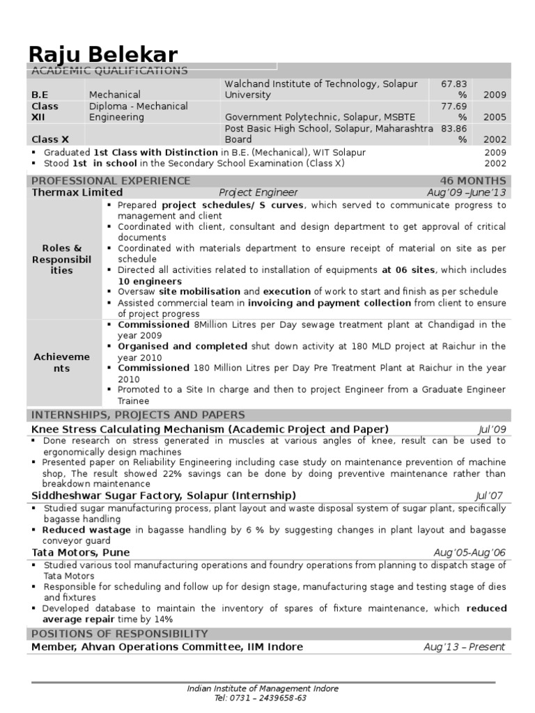 resume format iim