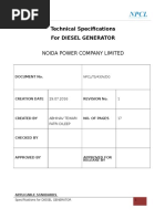 Diesel Generator Specs For 625 KVA & 250 KVA