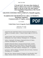 Granite Construction Company v. Washington Metropolitan Area Authority, Commonwealth of Virginia, Amicus Curiae, 948 F.2d 1280, 4th Cir. (1991)