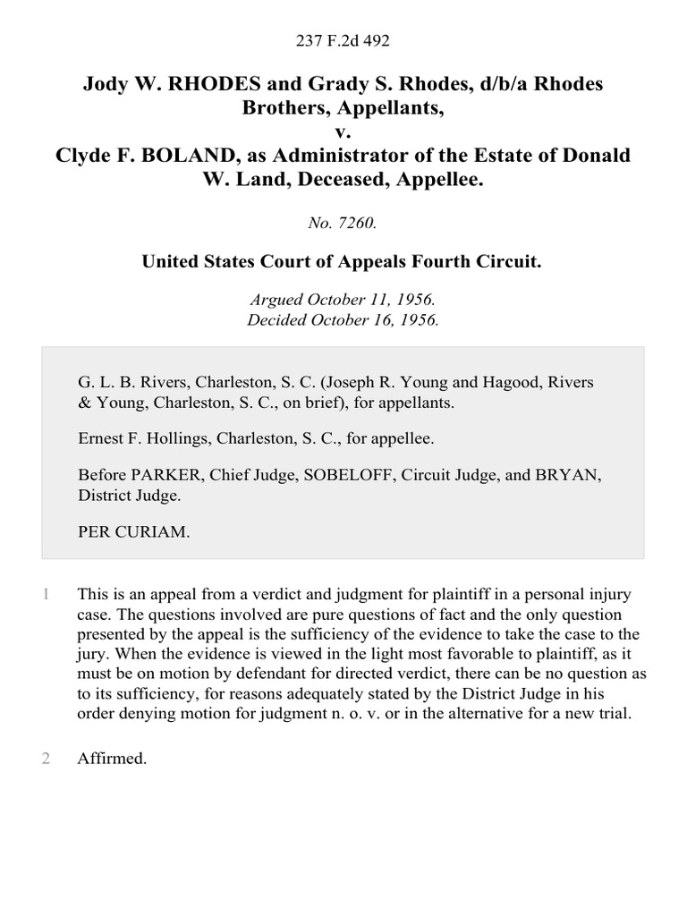 Jody W. Rhodes and Grady S. Rhodes, D/B/A Rhodes Brothers v. Clyde F ...