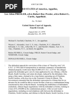 United States v. Lee Alton Presler, A/K/A Robert Ray Presler, A/K/A Robert L. Curtis, 610 F.2d 1206, 4th Cir. (1979)