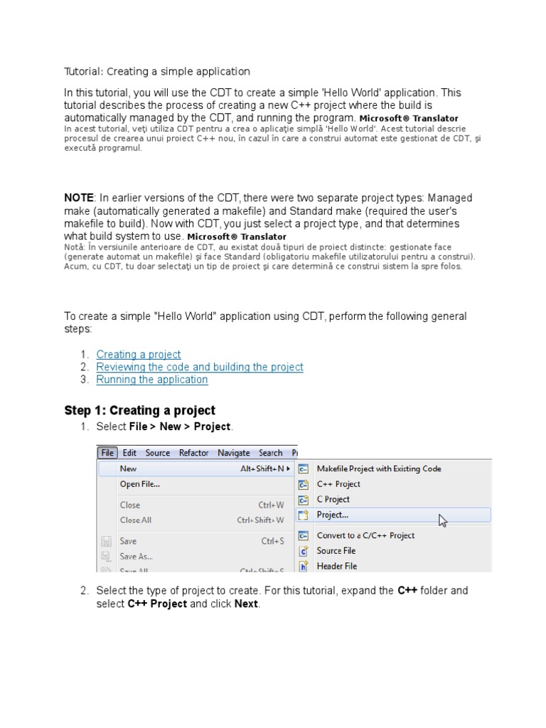 Step 1: Creating A Project | PDF | C++ | Command Line Interface