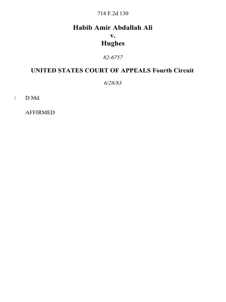 Abdallah Ali v. Hughes Case Summary | PDF