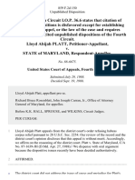 Lloyd Abijah Platt v. State of Maryland, 859 F.2d 150, 4th Cir. (1988)