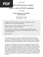 United States v. Debbie L. And Gary Givens, 733 F.2d 339, 4th Cir. (1984)