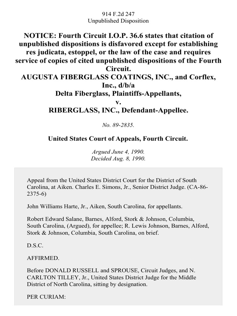 Augusta Fiberglass Coatings, Inc., and Corflex, Inc., D/B/A Delta