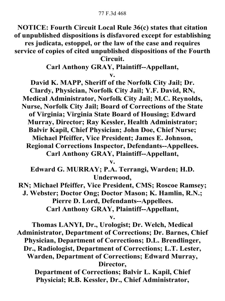 Gray v. Mapp et al. Appeal Affirmed | PDF | Appeal | Separation Of Powers
