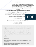 United States v. Jeffrey Wells, United States of America v. Jeffrey Wells, 86 F.3d 1154, 4th Cir. (1996)