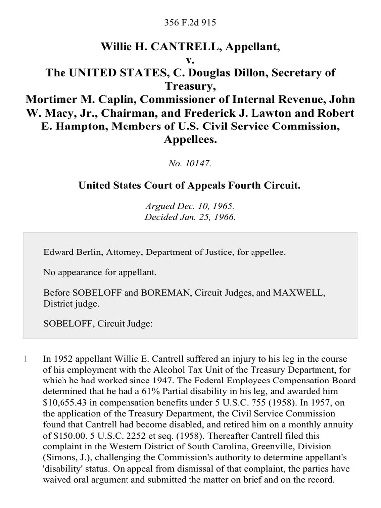 Cantrell v. United States Disability Appeal | PDF | United States ...
