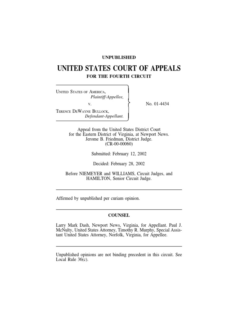 United States v. Bullock, 4th Cir. (2002) Evidence Witness