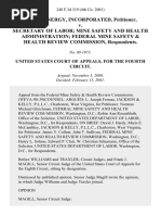 Eagle Energy, Incorporated v. Secretary of Labor Mine Safety and Health Administration Federal Mine Safety & Health Review Commission, 240 F.3d 319, 4th Cir. (2001)