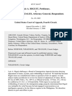 Luis A. Higuit v. Alberto R. Gonzales, Attorney General, 433 F.3d 417, 4th Cir. (2006)