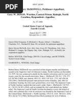 Robert Henry McDowell v. Gary W. Dixon, Warden, Central Prison, Raleigh, North Carolina, 858 F.2d 945, 4th Cir. (1988)